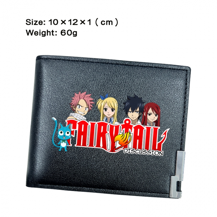 Fairy tail Anime Peripheral PU Half Fold Black Leather Wallet Zero Wallet 10x12x1cm