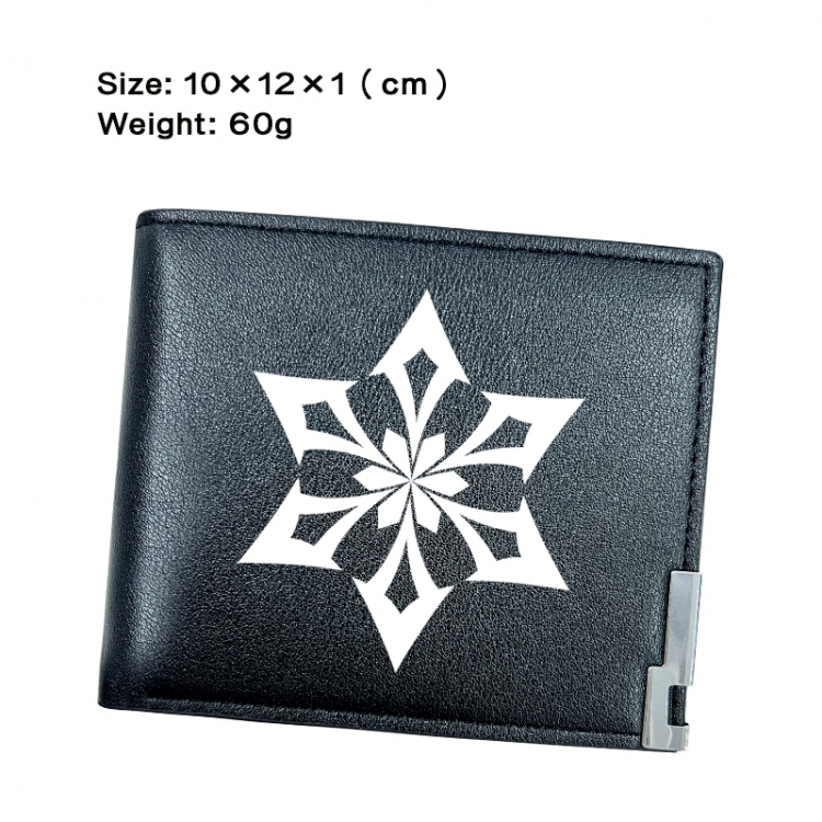 Genshin Impact Anime Peripheral PU Half Fold Black Leather Wallet Zero Wallet 10x12x1cm