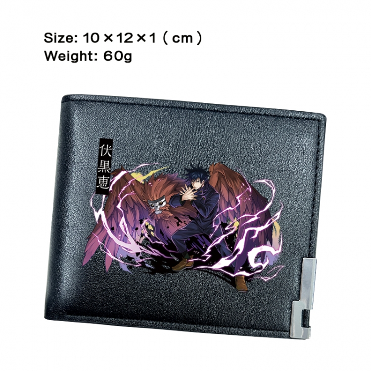 Jujutsu Kaisen Anime Peripheral PU Half Fold Black Leather Wallet Zero Wallet 10x12x1cm