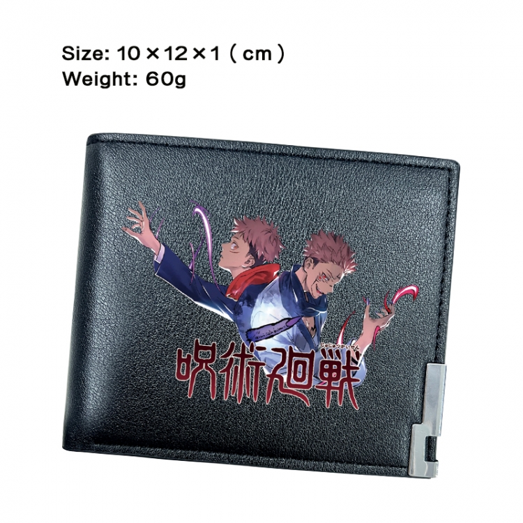 Jujutsu Kaisen Anime Peripheral PU Half Fold Black Leather Wallet Zero Wallet 10x12x1cm