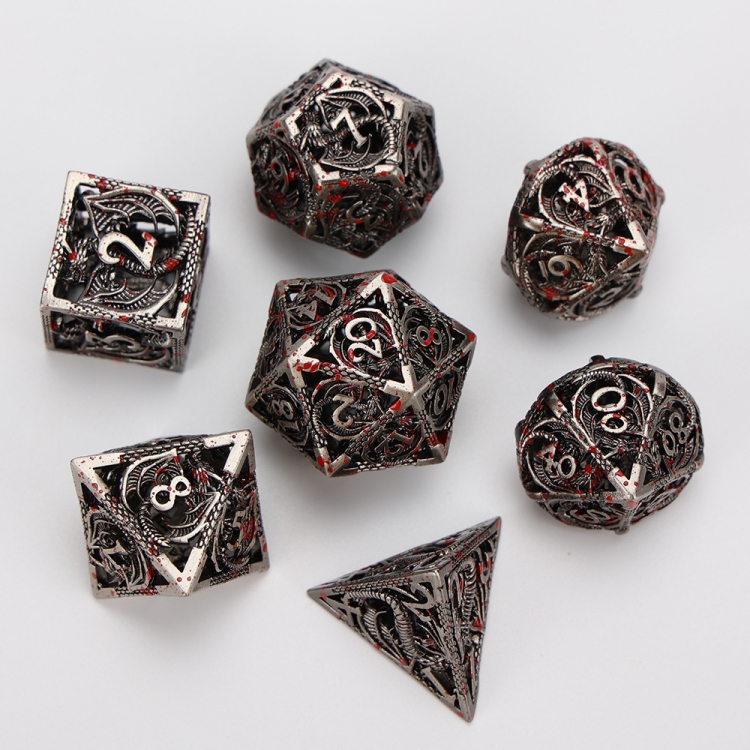 Dungeons Dragons Copper metal dice creative hollowed out board game multi sided dice a set of 7