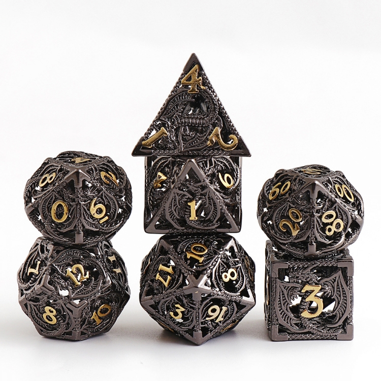 Dungeons &amp;amp Dragons Copper metal dice creative hollowed out board game multi sided dice a set of 7