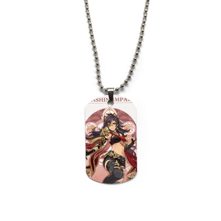 Genshin Impact Anime double-sided full color printed military brand necklace price for 5 pcs