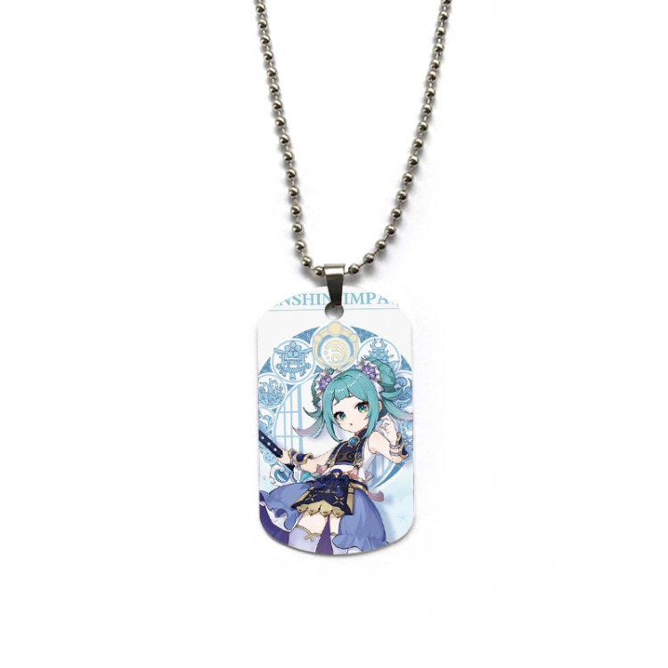 Genshin Impact Anime double-sided full color printed military brand necklace price for 5 pcs