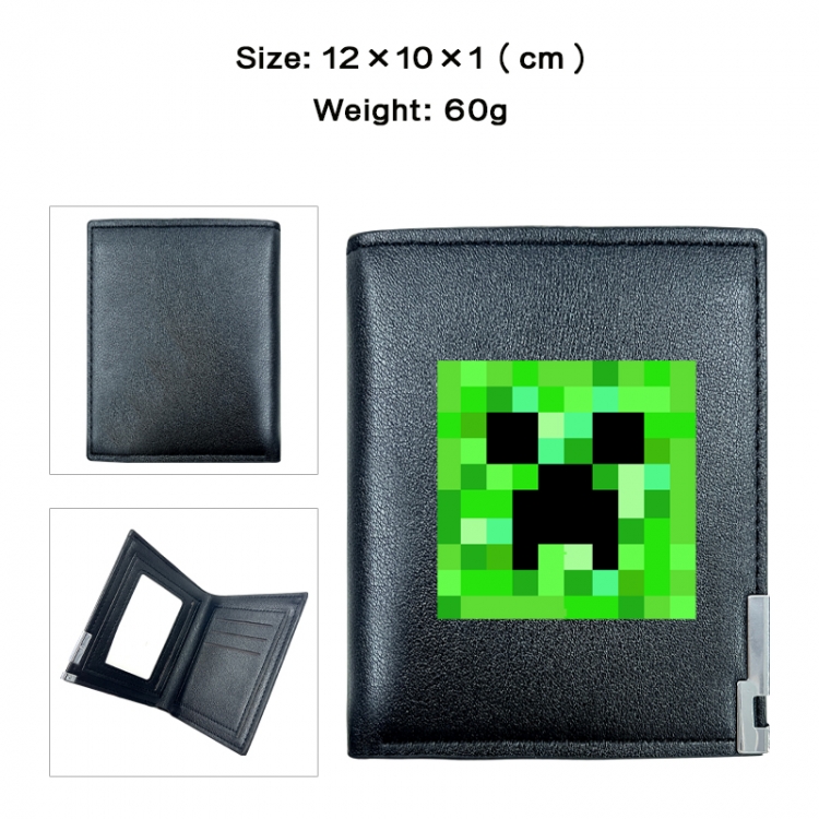 Minecraft Anime printed double fold PU short wallet with zero wallet 10x12x1cm