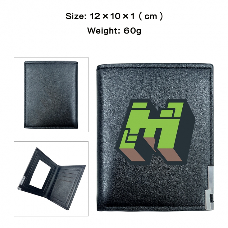 Minecraft Anime printed double fold PU short wallet with zero wallet 10x12x1cm