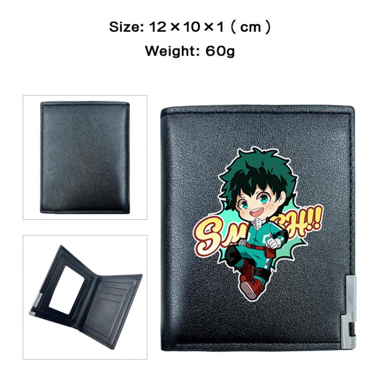 My Hero Academia Anime printed double fold PU short wallet with zero wallet 10x12x1cm