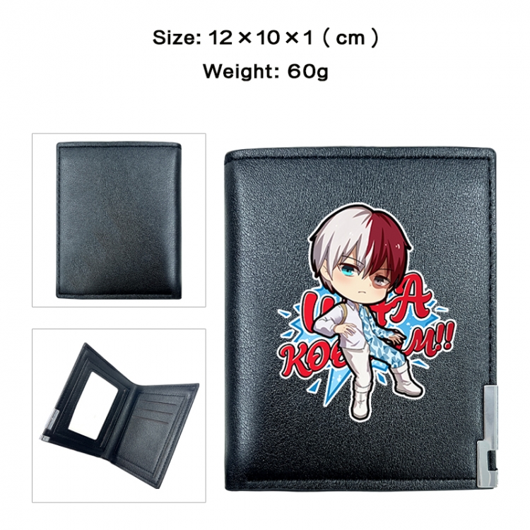 My Hero Academia Anime printed double fold PU short wallet with zero wallet 10x12x1cm