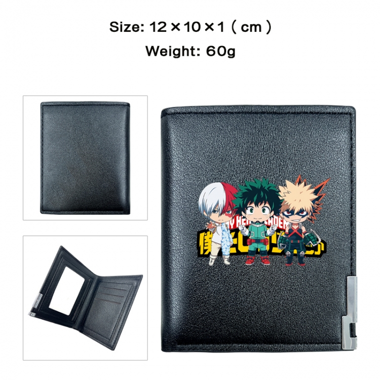 My Hero Academia Anime printed double fold PU short wallet with zero wallet 10x12x1cm