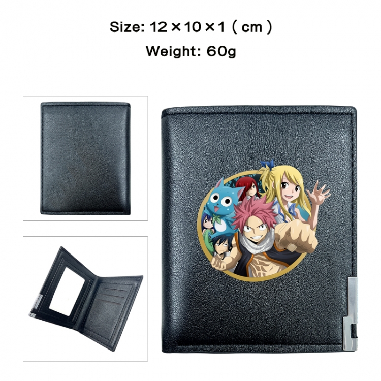 Fairy tail Anime printed double fold PU short wallet with zero wallet 10x12x1cm