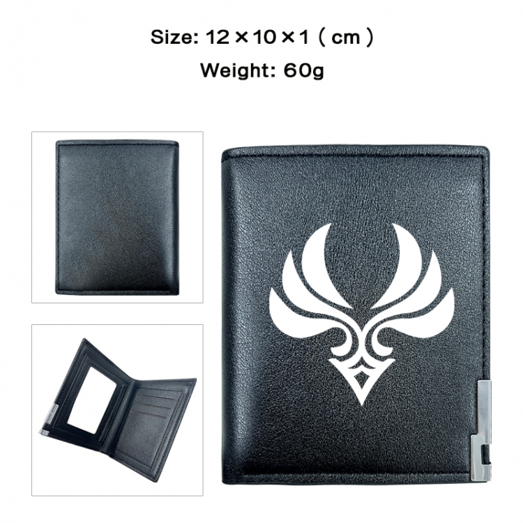 Genshin Impact Anime printed double fold PU short wallet with zero wallet 10x12x1cm