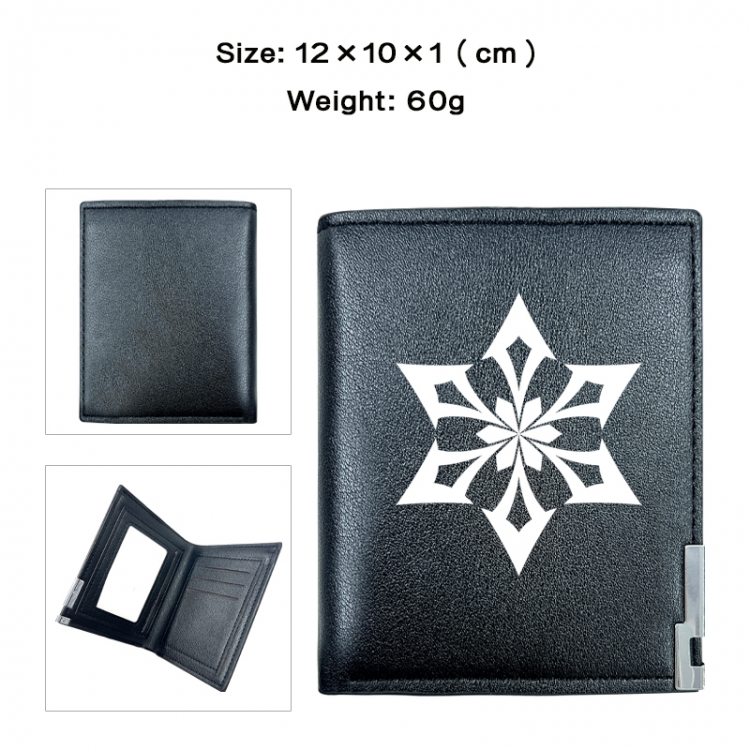 Genshin Impact Anime printed double fold PU short wallet with zero wallet 10x12x1cm