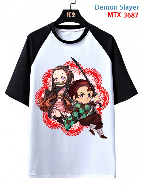 Demon Slayer Kimets Anime raglan sleeve cotton T-shirt from XS to 3XL MTX-3687-1