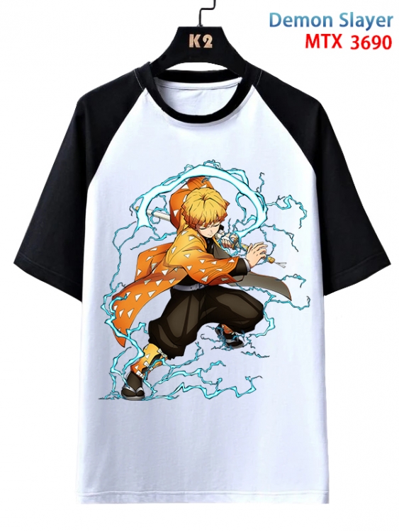Demon Slayer Kimets Anime raglan sleeve cotton T-shirt from XS to 3XL  MTX-3690-1