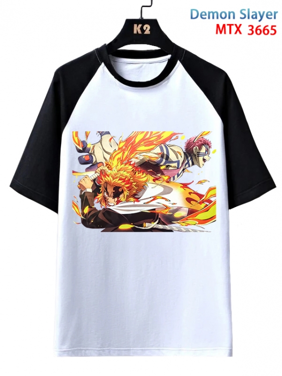 Demon Slayer Kimets Anime raglan sleeve cotton T-shirt from XS to 3XL MTX-3665-1