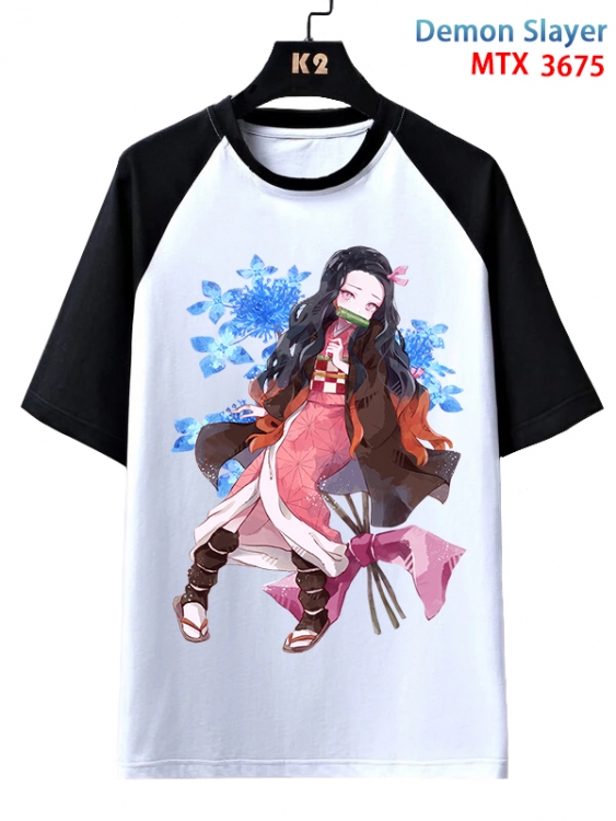 Demon Slayer Kimets Anime raglan sleeve cotton T-shirt from XS to 3XL MTX-3675-1