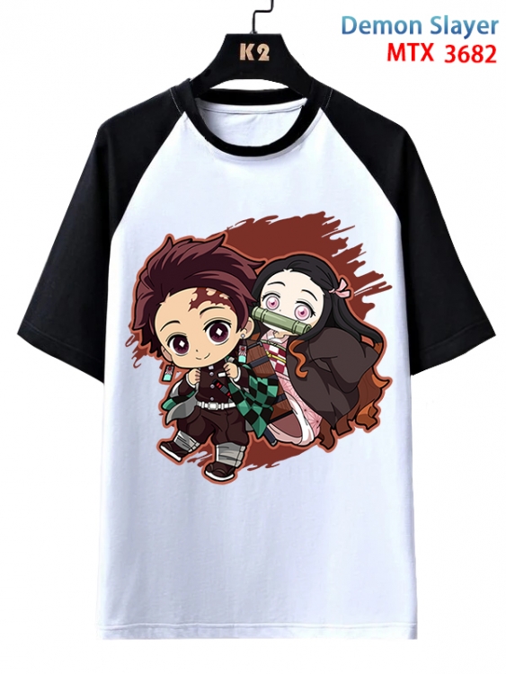 Demon Slayer Kimets Anime raglan sleeve cotton T-shirt from XS to 3XL MTX-3682-1