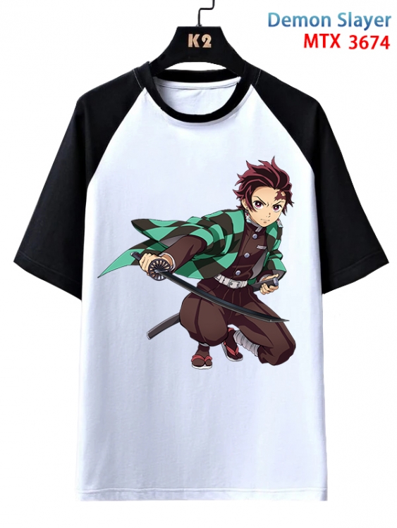 Demon Slayer Kimets Anime raglan sleeve cotton T-shirt from XS to 3XL MTX-3674-1