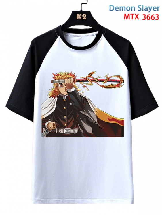 Demon Slayer Kimets Anime raglan sleeve cotton T-shirt from XS to 3XL MTX-3663-1