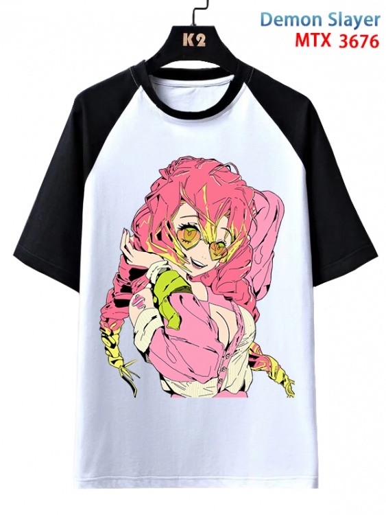 Demon Slayer Kimets Anime raglan sleeve cotton T-shirt from XS to 3XL MTX-3676-1