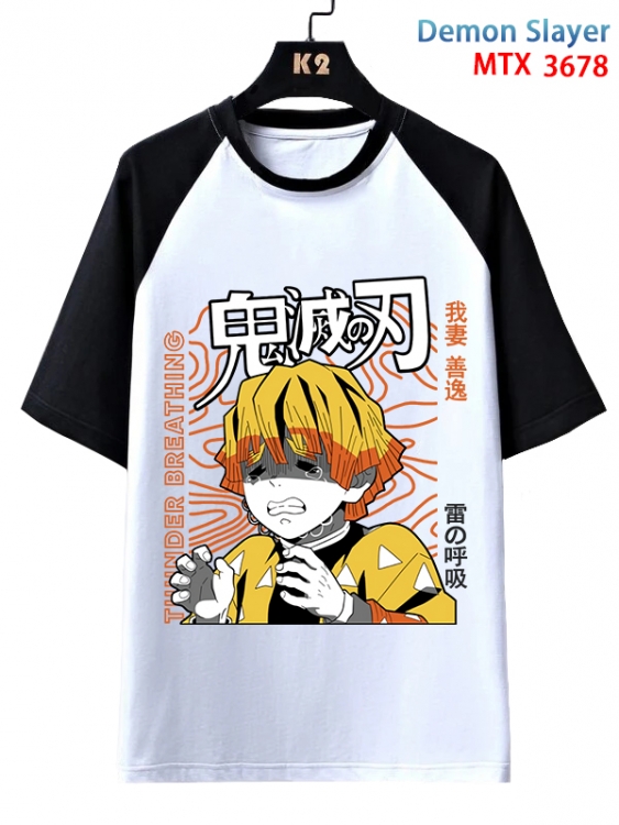 Demon Slayer Kimets Anime raglan sleeve cotton T-shirt from XS to 3XL MTX-3678-1