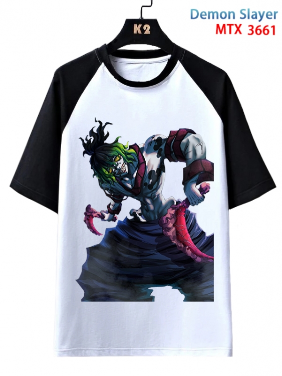 Demon Slayer Kimets Anime raglan sleeve cotton T-shirt from XS to 3XL MTX-3661-1