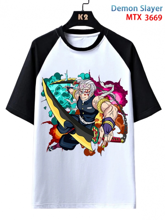 Demon Slayer Kimets Anime raglan sleeve cotton T-shirt from XS to 3XL  MTX-3669-1