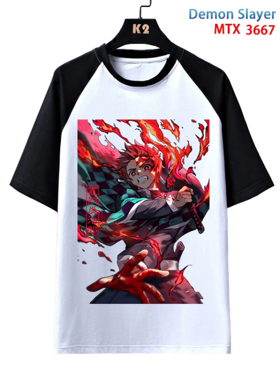 Demon Slayer Kimets Anime raglan sleeve cotton T-shirt from XS to 3XL  MTX-3667-1