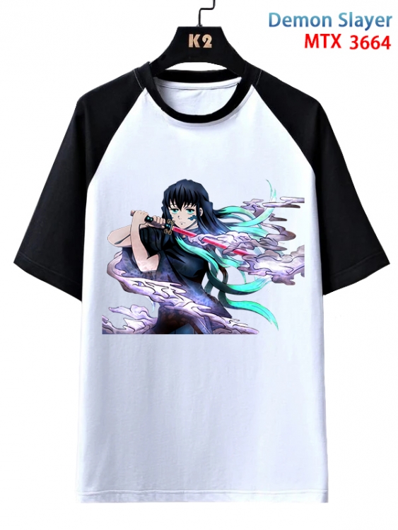 Demon Slayer Kimets Anime raglan sleeve cotton T-shirt from XS to 3XL MTX-3664-1