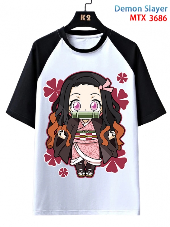 Demon Slayer Kimets Anime raglan sleeve cotton T-shirt from XS to 3XL MTX-3686-1