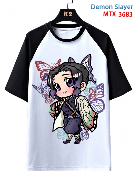 Demon Slayer Kimets Anime raglan sleeve cotton T-shirt from XS to 3XL  MTX-3683-1