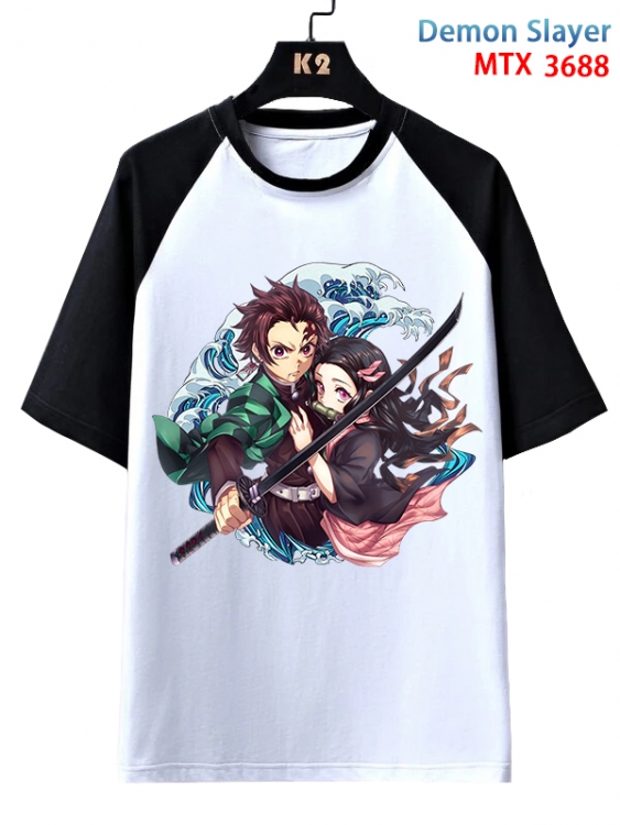 Demon Slayer Kimets Anime raglan sleeve cotton T-shirt from XS to 3XL MTX-3688-1