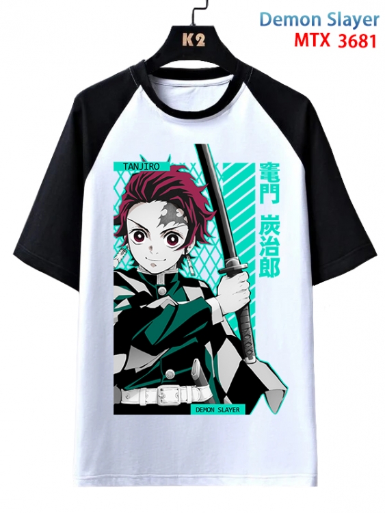 Demon Slayer Kimets Anime raglan sleeve cotton T-shirt from XS to 3XL MTX-3681-1