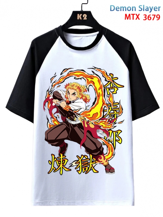 Demon Slayer Kimets Anime raglan sleeve cotton T-shirt from XS to 3XL  MTX-3679-1