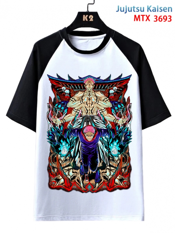 Jujutsu Kaisen  Anime raglan sleeve cotton T-shirt from XS to 3XL MTX-3693-1