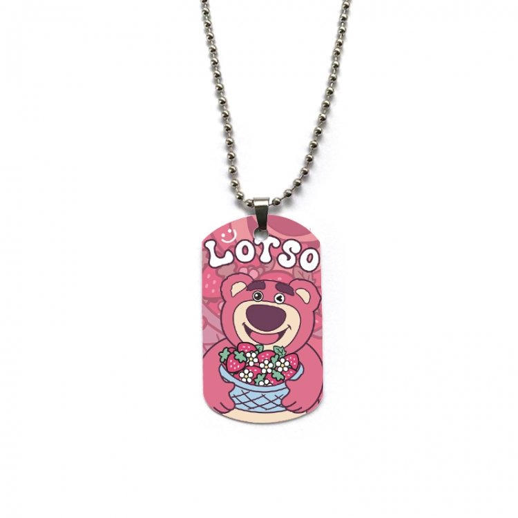 Strawberry Bear Anime double-sided full color printed military brand necklace price for 5 pcs