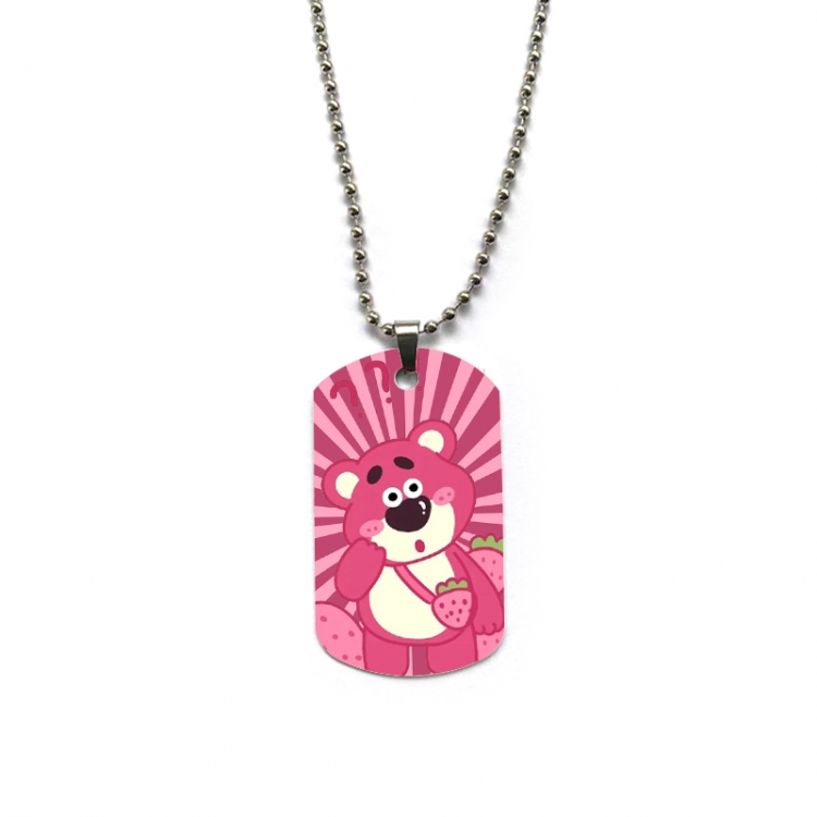 Strawberry Bear Anime double-sided full color printed military brand necklace price for 5 pcs