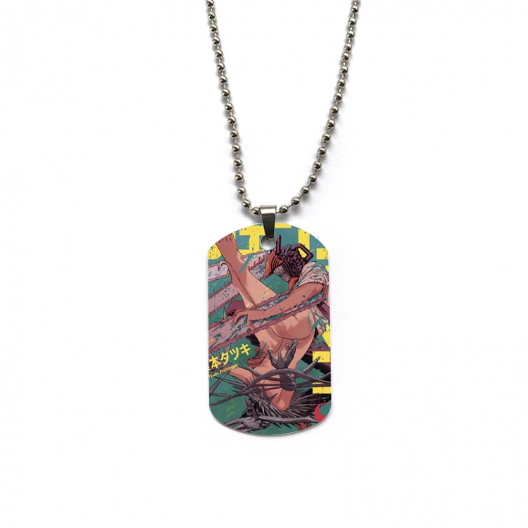 Chainsaw man Anime double-sided full color printed military brand necklace price for 5 pcs