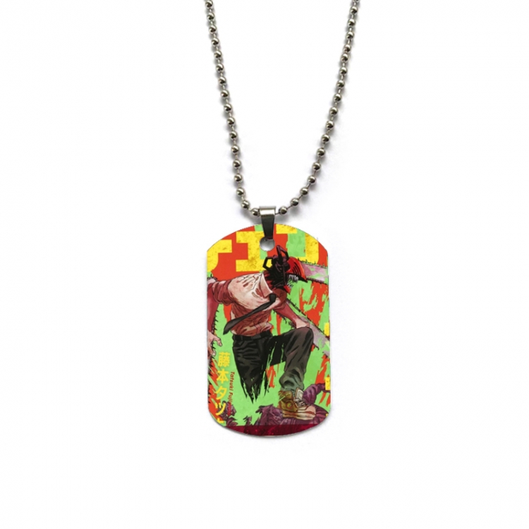 Chainsaw man Anime double-sided full color printed military brand necklace price for 5 pcs
