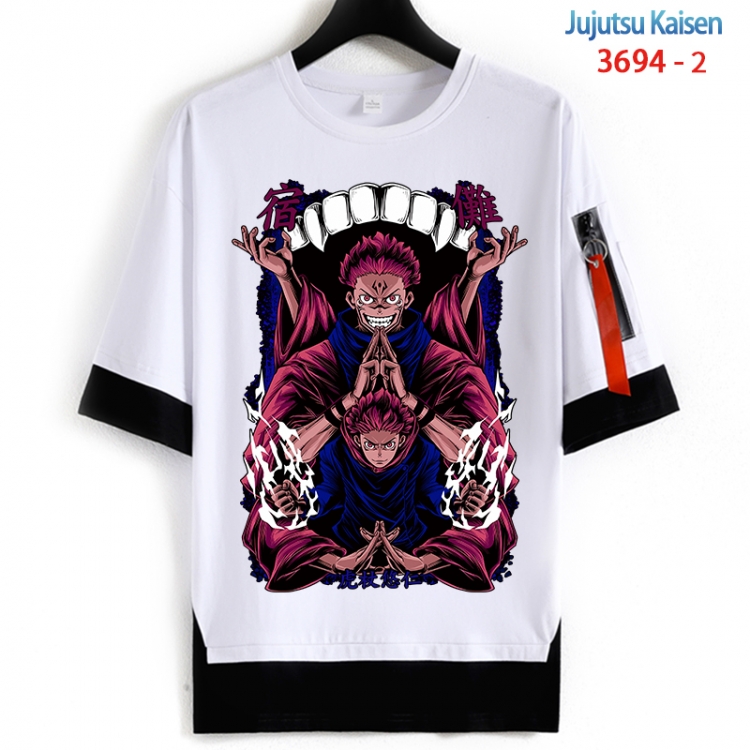Jujutsu Kaisen Cotton Crew Neck Fake Two-Piece Short Sleeve T-Shirt from S to 4XL  HM-3694-2