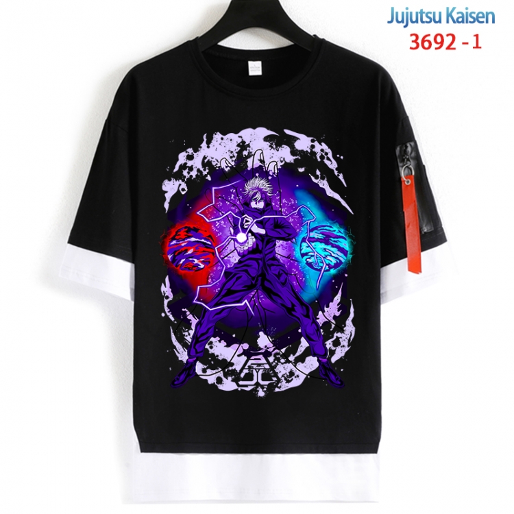 Jujutsu Kaisen Cotton Crew Neck Fake Two-Piece Short Sleeve T-Shirt from S to 4XL  HM-3692-1
