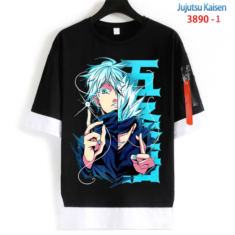 Jujutsu Kaisen Cotton Crew Neck Fake Two-Piece Short Sleeve T-Shirt from S to 4XL  HM-3890-1