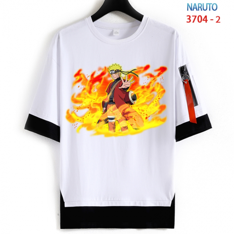 Naruto Cotton Crew Neck Fake Two-Piece Short Sleeve T-Shirt from S to 4XL HM-3704-2