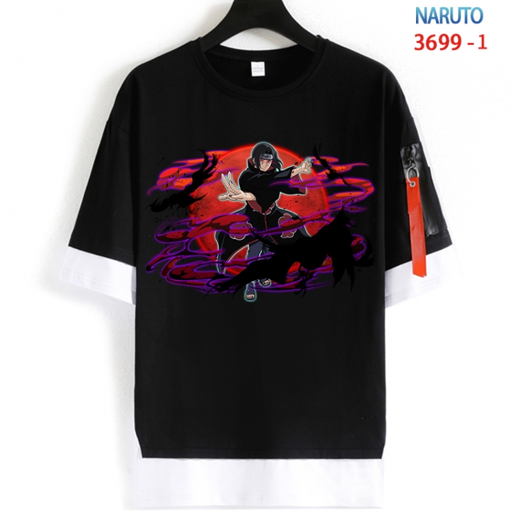 Naruto Cotton Crew Neck Fake Two-Piece Short Sleeve T-Shirt from S to 4XL  HM-3699-1
