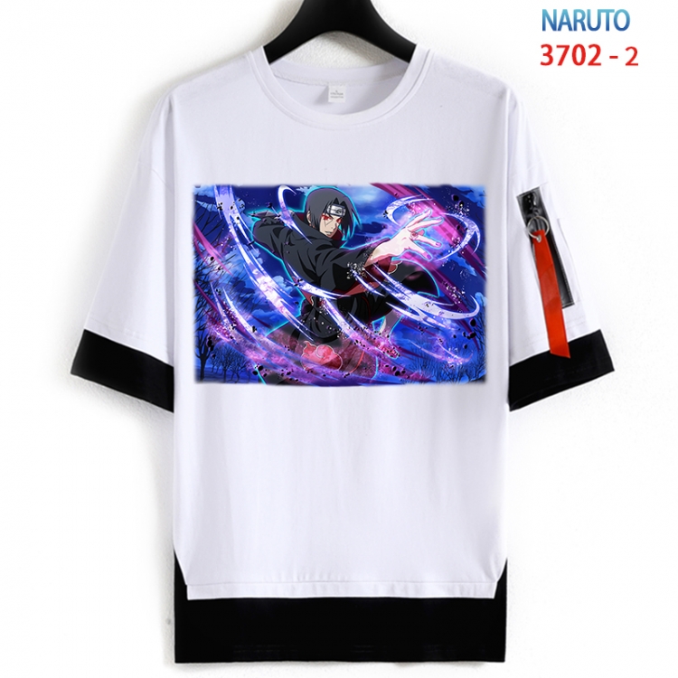 Naruto Cotton Crew Neck Fake Two-Piece Short Sleeve T-Shirt from S to 4XL HM-3702-2