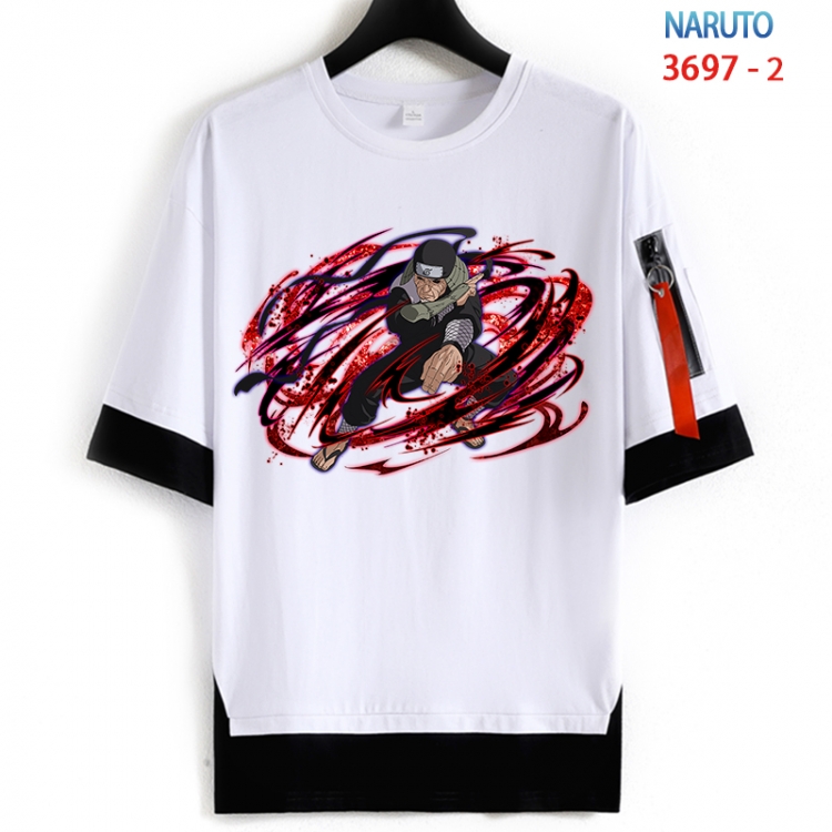 Naruto Cotton Crew Neck Fake Two-Piece Short Sleeve T-Shirt from S to 4XL HM-3697-2