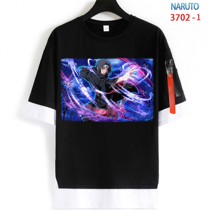 Naruto Cotton Crew Neck Fake Two-Piece Short Sleeve T-Shirt from S to 4XL  HM-3702-1