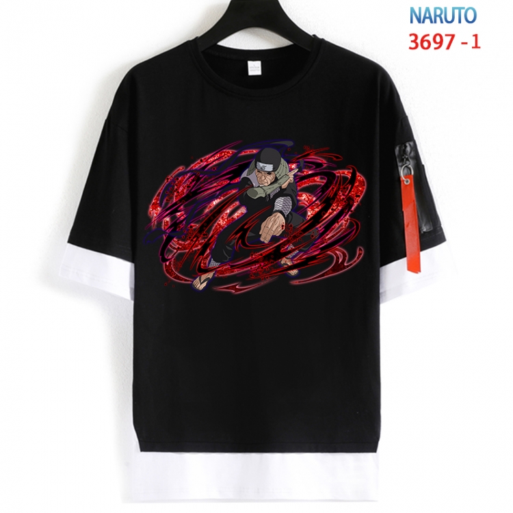 Naruto Cotton Crew Neck Fake Two-Piece Short Sleeve T-Shirt from S to 4XL  HM-3697-1