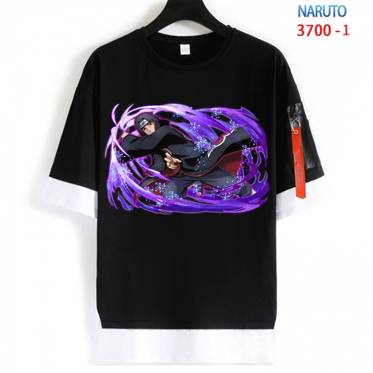 Naruto Cotton Crew Neck Fake Two-Piece Short Sleeve T-Shirt from S to 4XL HM-3700-1