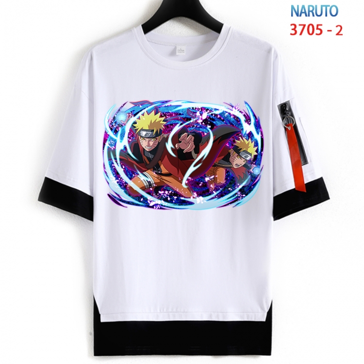 Naruto Cotton Crew Neck Fake Two-Piece Short Sleeve T-Shirt from S to 4XL HM-3705-2